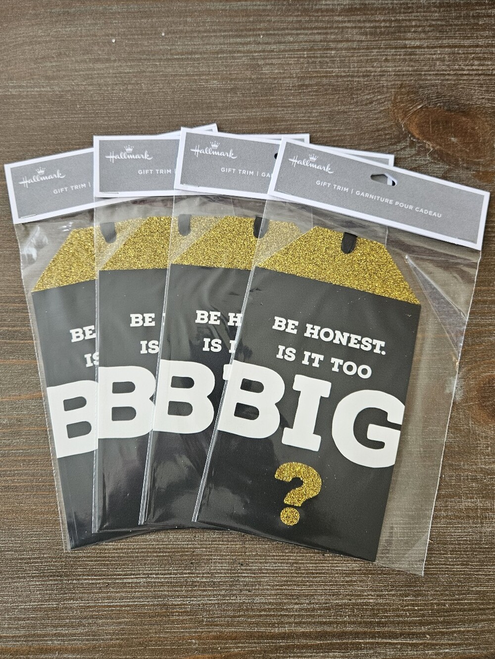Hallmark Black & Gold 'Be Honest: Is It Too Big?' XL Gift Tags - Pack of 4